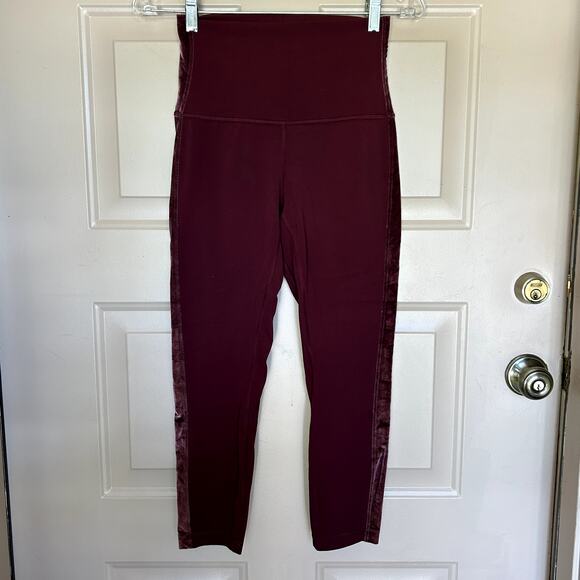 Lululemon Align Super High Rise Velvet Stripe Garnet Red Leggings Size 6 - Picture 2 of 8